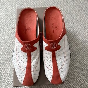 New!! Cole Haan White and Coral Slip-On Mules